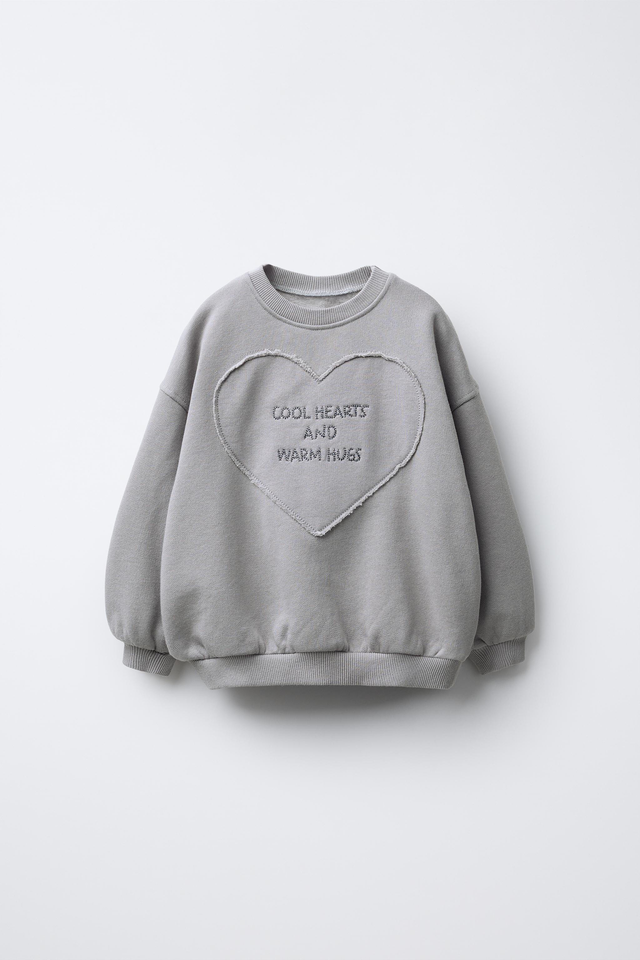 EMBROIDERED HEART TEXT SWEATSHIRT